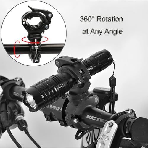 [2 Pack] Bicycle Flashlight Holder Mount, Adjustable Torch Clip for Cycling - Black