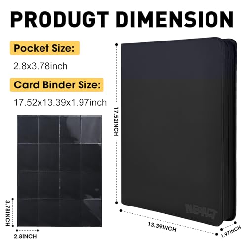 16 Pocket Card Binder - Ringless Trading Card Organizer - Black (16 Pockets)