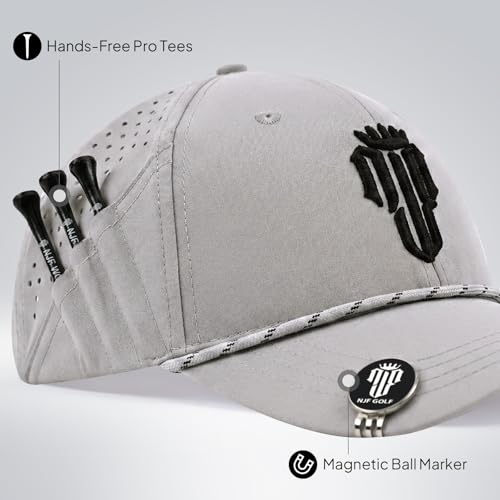 Men's Golf Performance Hat with Tee Holder & Magnetic Ball Marker - Light Gray