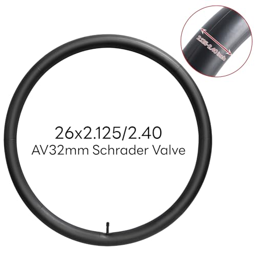 26x2.125/2.2/2.25/2.3/2.35/2.40 Self-Sealing and Self-Healing Bike Tube 26" Replacement Bicycle Tube(Single) Reliable 26 x 2.125-2.4 Inner Tube 32mm Schrader Valve for Road/Mountain Cycling Scenarios