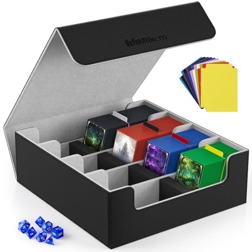 Mlikero Trading Card Storage Box A1-Black 4 Row - Holds 2400+ Cards with Dividers