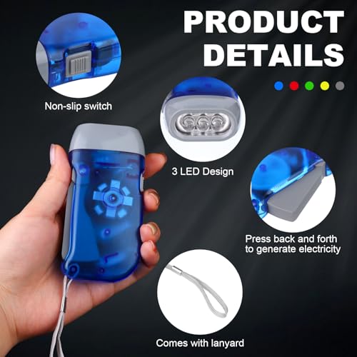 30 Pcs Hand Crank Flashlight Set Multi-Color Portable Emergency LED Torch