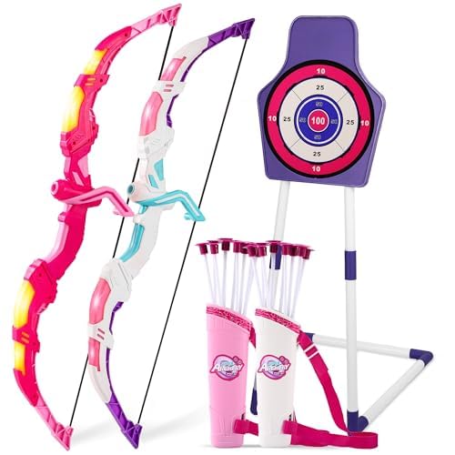 Pink & White Kids Bow and Arrow Set with LED Lights - 2 Pack
