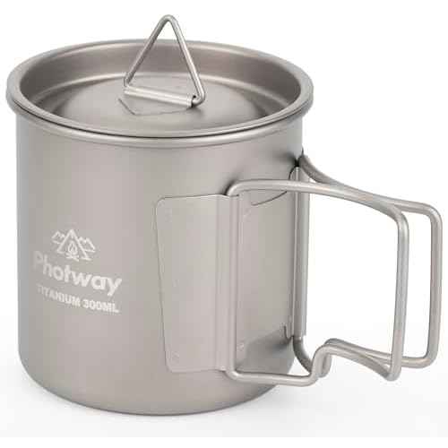 Camping Titanium Mugs Cups 300ml Camp Coffee Mug with Lid - Ultralight Backpacking Camp Cup for Hiking Backpacking Camping Open Fire