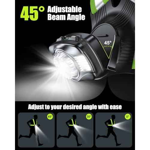 Running Lights for Runners, 500 Lumens Running Light with 45¡Æ Adjustable Beam, 6 Modes & IPX4 Waterproof, 1800 mAh Rechargeable Reflective Vest for Night Walking/Cycling/Jogging/Hiking