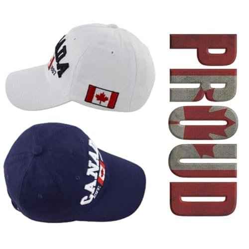 2 PCS Canada Hats for Men Women, Adjustable Embroidered Cotton Maple Leaf Flag Golf Baseball Cap, Funny Canadian Souvenirs