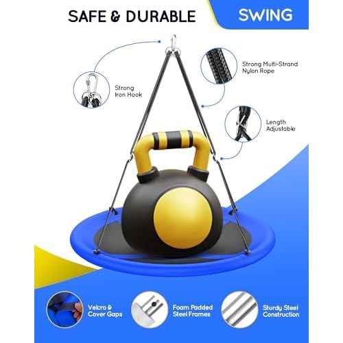 43" Saucer Tree Swing for Kids Adult, 700lbs Weight Capacity, Waterproof Flying Saucer Swing with Adjustable Hanging Straps, Swing Seats for Backyard Outdoor Indoor Playground, Blue