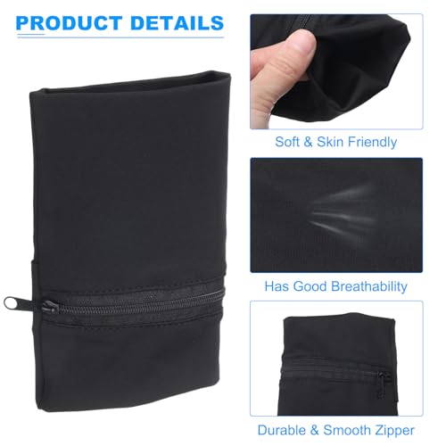 Wrist Wallet Pouch for Sports and Outdoor Activities - 2 Pack, Black