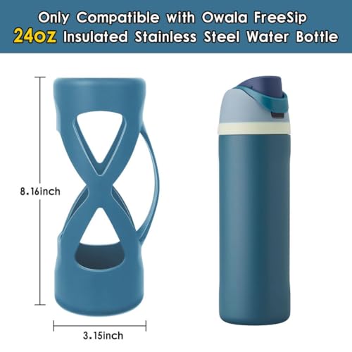 Denim Silicone Boot with Handle for Owala 24 oz Water Bottle - Compatible & Protective