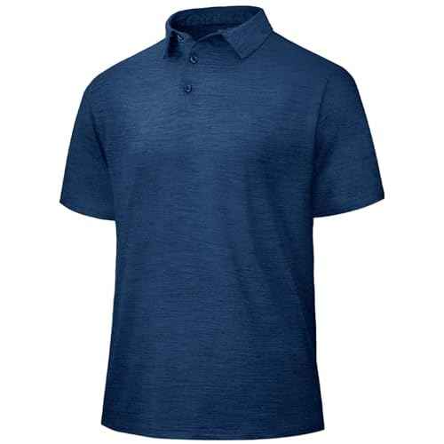 Polo Shirts for Men - Quick Dry Moisture Wicking Black Short Sleeve Performance Golf T Shirts for Casual Work Athletic