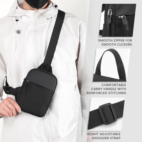 Crossbody Sling Bag Chest Dual Pocket Water Resistant Pack Running Phone Holder for Men Women Workout Travelling Present