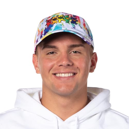 Bioworld Grateful Dead Embroidered Dancing Bears Tie-Dye Adjustable Snapback Adult Dad Hat Cap OSFM Multicolored