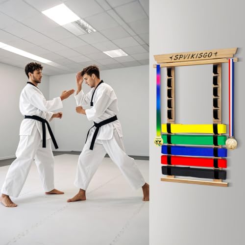Bamboo Karate Belt Display Rack for Martial Arts Belts - No Assembly Needed