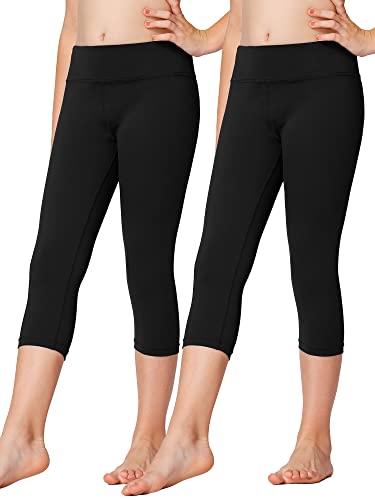 Kids Girls Leggings with Hidden Pocket for Dance, Yoga, and Activewear - 10-11 Years - Black