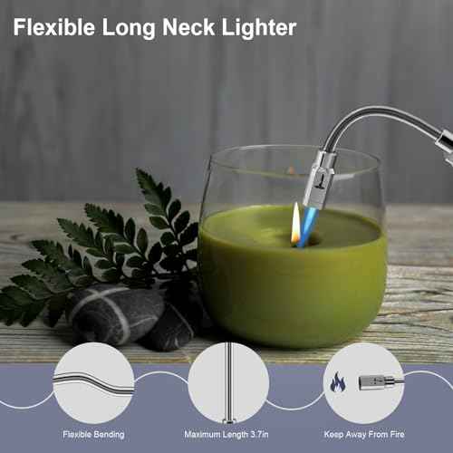 TONYFUL Butane Lighter Long Neck Torch Lighter, Jet Flame Windproof Lighter with Visual Fuel Window, Refillable Lighters for Candle, Camping, Fireplace, BBQ(Fuel Not Included)