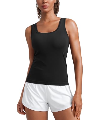 Women’s Seamless Scoop Neck Workout Tank Top - Medium Black