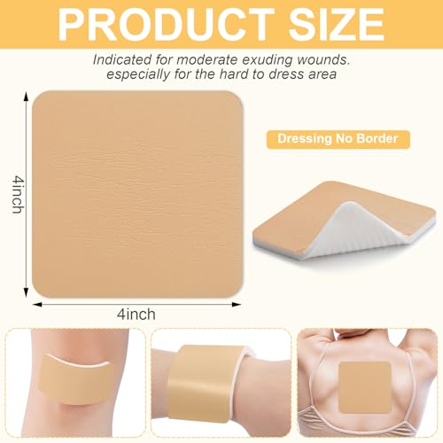 20 Pcs Silicone Foam Wound Dressings 4x4 Inch Non-Border Adhesive Sterile