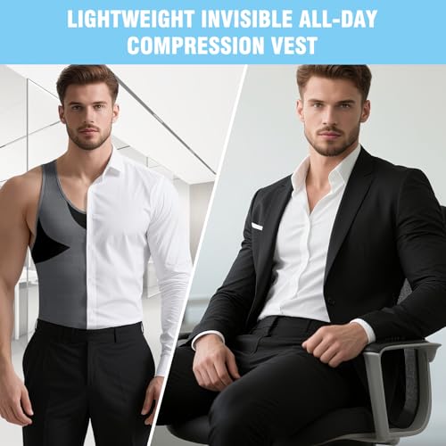 Men's Compression Tank Top Slim Fit Workout Shirt for Gym & Fitness - Large Black