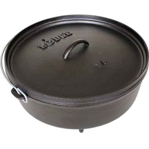 Lodge 6 Quart Pre-Seasoned Cast Iron Camp Dutch Oven with Lid - Dual Handles - Use in the Oven, on the Stove, on the Grill or over the Campfire - Black