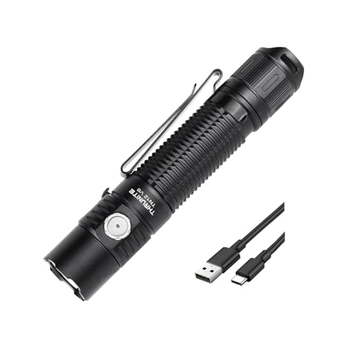 ThruNite TN12 V6 Rechargeable Tactical Flashlight Black Cool White - 1950 Lumens, 259m Beam, USB-C, Waterproof, Pocket EDC