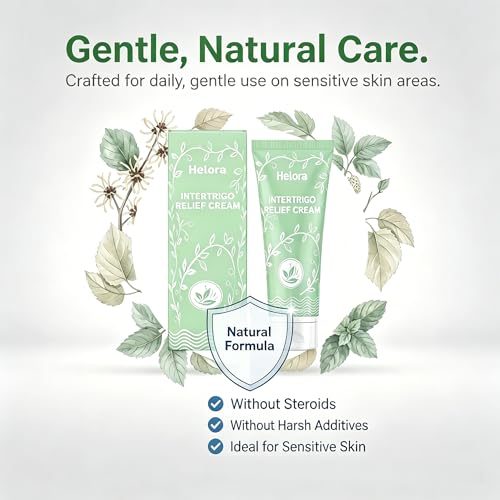 Helora Intertrigo Cream for Sensitive Skin Folds - Soothes Irritation & Friction Relief, 2 oz