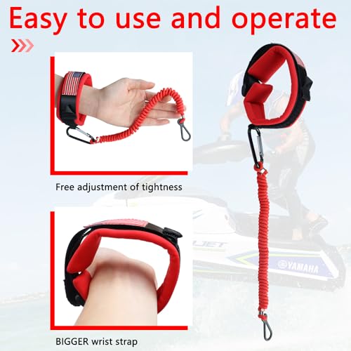 Boat Key Lanyard Wrist Strap for Marine Outboard Emergency Safety - Red