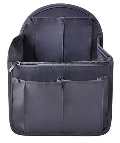 Vercord Travel Backpack Organizer Insert Liner - Medium Grey with Multiple Pockets