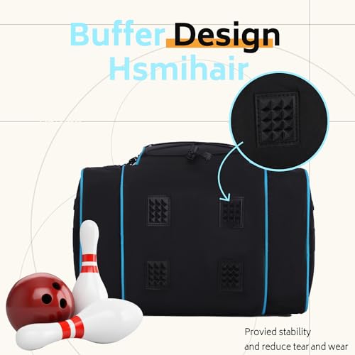 Blue Bowling Ball Bag for Single Ball with Padded Holder and Shoes Up to Men's Size 14
