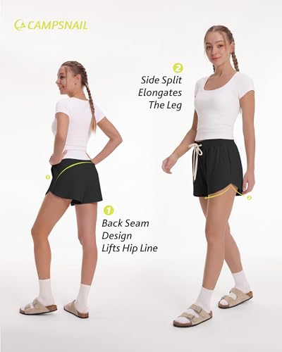 Women’s Athletic Shorts Large - Black High Waist Workout Casual Sweat Shorts