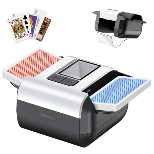 KPAW Card Shuffler - Automatic & Manual, 1-2 Decks, Rechargeable, White / Medium