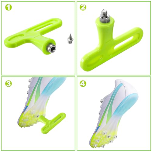 1/4 Inch Track Spikes Pack of 240 with Spike Wrench & Storage Box - Steel Cross Country Spikes