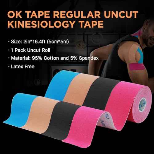 OK TAPE Kinesiology Tape, Regular Original Cotton Elastic Athletic Tape for Support and Recovery, Sports Tape, 2in¡¿16.4ft Uncut Roll - Purple