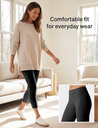 Large Black Cotton Capri Leggings Pack of 2 for Women - No Nonsense
