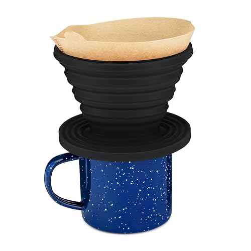 COLETTI Sierra Camping Pour Over Coffee Dripper ? Collapsible Pour Over Coffee Dripper ? Includes Pack of Paper Filters [Black, Pack of 1]