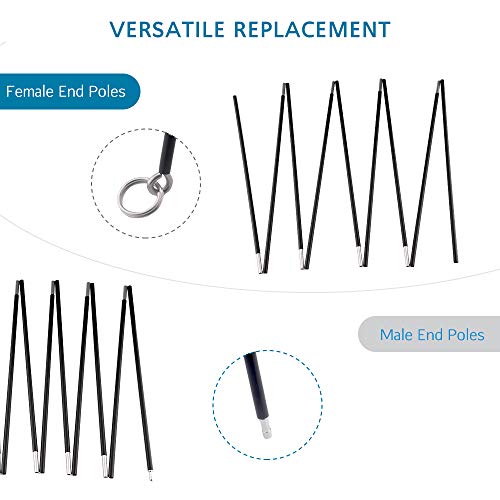 16 Ft Aluminum Tent Pole Replacement Kit with Female & Male Ends - Lightweight Repair