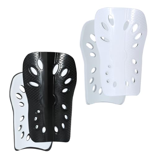 Kids Soccer Shin Guards Black & White Small Breathable Lightweight Protective Pads