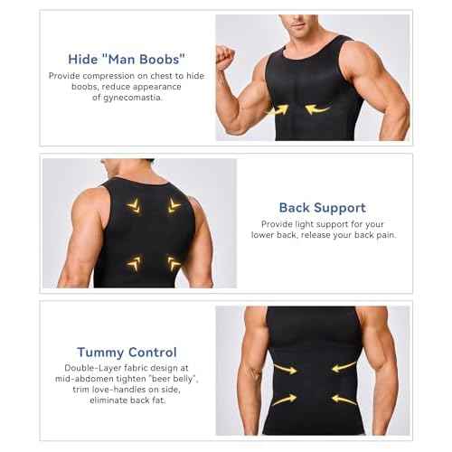Mens Compression Shirt Slimming Body Shaper Vest Workout Tank Tops Abs Abdomen Undershirts