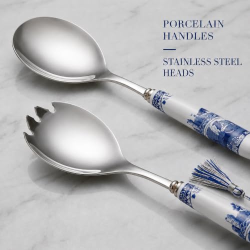 25cm Blue & White Salad Servers Set - Blue Italian Pattern, Portmeirion