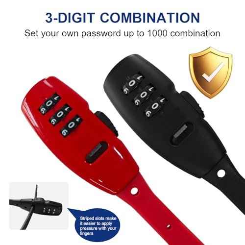 2 Pack Adjustable Zip Tie Lock with 3-Digit Combination for Helmet, Bike Rack, Motorcycle, Skateboard, Luggage, Skis, French Door, Stroller & Cabinet, Lightweight Bicycle Lock