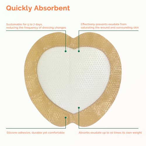 Sacrum Foam Dressing with Border - 7x7 Inch Waterproof 10-Pack for Wound Care
