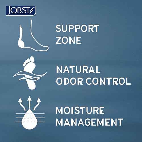 JOBST Sport Knee High 20-30 mmHg Compression Socks, Black/Cool Black, Large