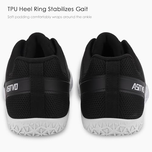 Men's Wide Zero Drop Minimalist Barefoot Sneakers 10.5 Black White