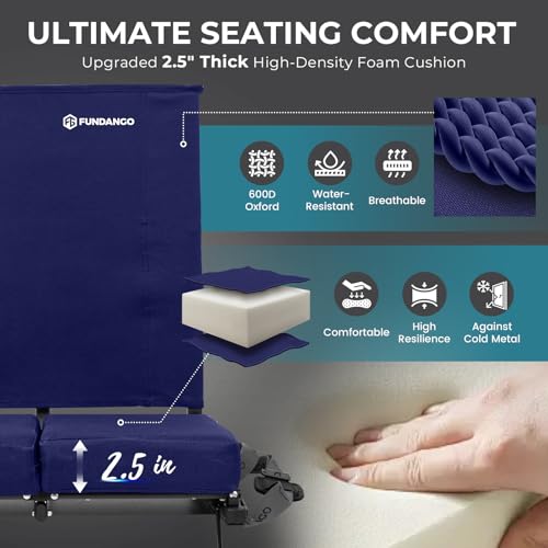 Blue Extra Wide Stadium Seat with Back Support - Folding Bleacher Chair, 1 Pack