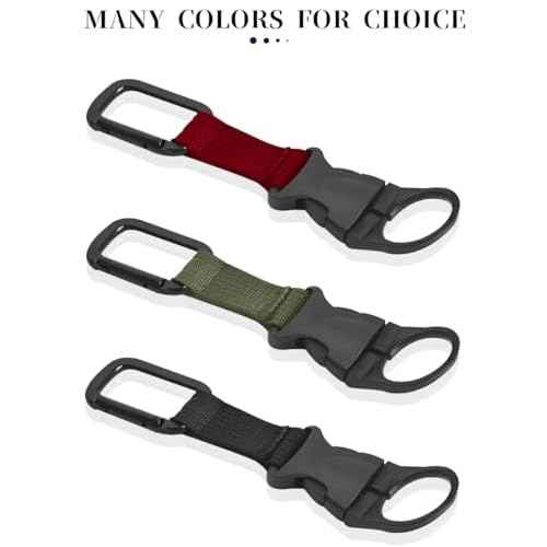 ZXZone 2PCS Bottle Buckle Clip Hanging Buckle Portable Water Bottle Ring Holder Keychain Mineral Water Bottle Clip for Backpack Belt Nylon Webbing Strap for Outdoor Tactical Camping Hiking(Black)