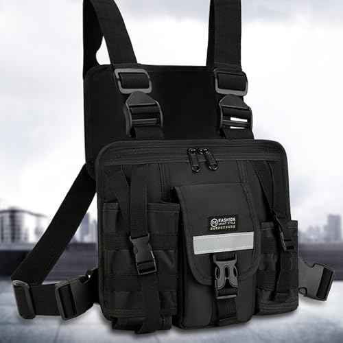 LUITON Radio Chest Harness with Reflective Strips Shoulder Holster Radio Vest Holder Two Way Radio Vest Rig Walkie Talkie Case