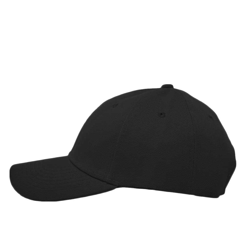 Glory Max Plain Baseball Cap Hook & Loop Strap Adjustable Solid Blank Curved Visor Hat (Black)
