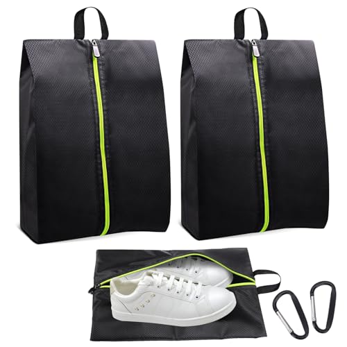 2 Pack Smell Proof Shoe Bag with Reinforced Handle - Odor-Resistant Travel Shoe Organizer for Men