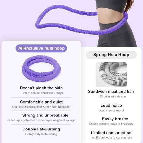 Infinity Hoop, Weighted Hula Hoop, Hula Hoops for Adults, Weighted Hula Hoops for Women - Spring Weighted Design Burns Fat,No Noise and No Meat Clipping
