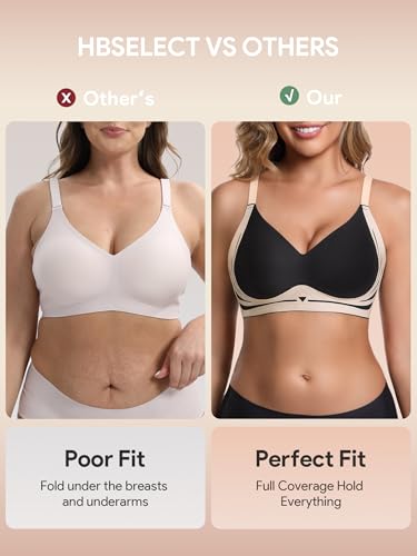 HBselect Jelly Bras for Women No Underwire Wireless Push Up Bra 3 Pack - Large / A
