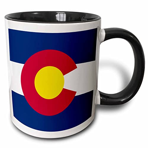 3dRose Colorado State Flag Mug - 11oz Two-Tone Black Ceramic Coffee Cup